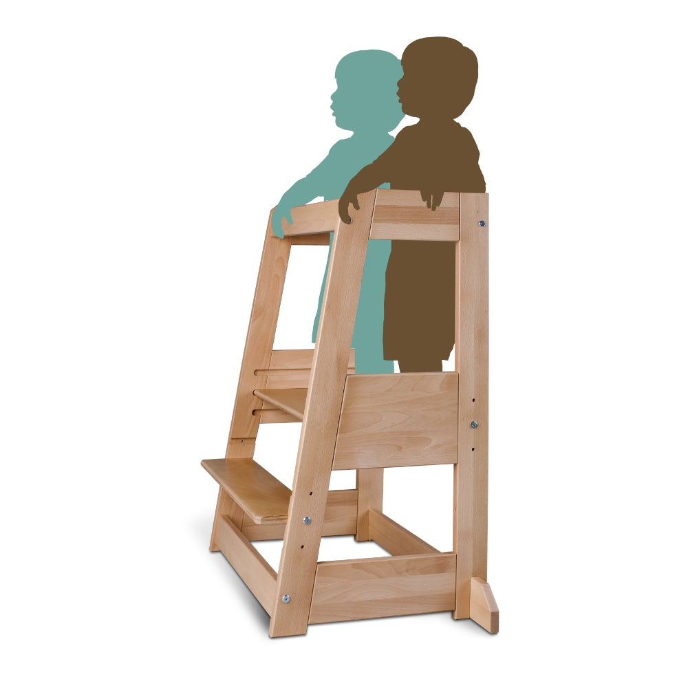 Outlet-Deal TiSsi® Lernturm Felix Geschwisterlernturm, Zwillingslernturm, Kindertritt, Holz