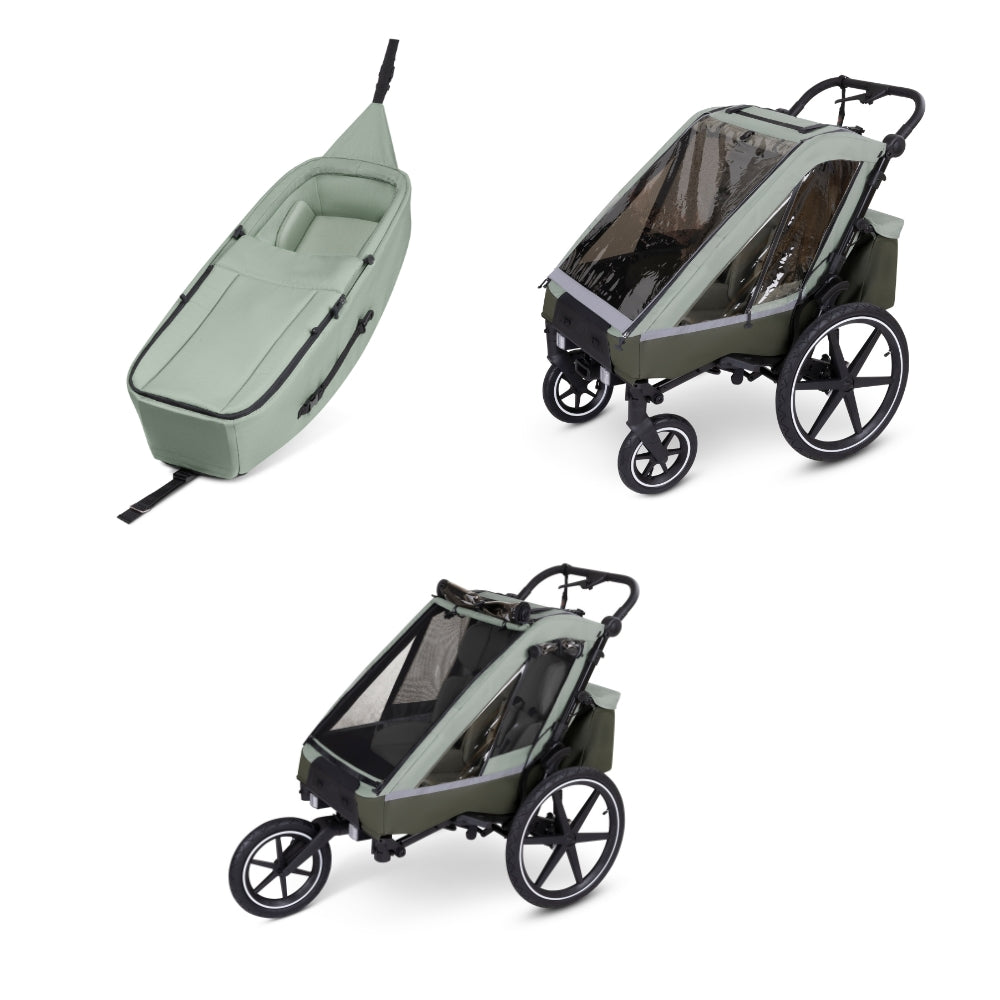 ABC Design Fahrradanhänger TOUR 2 Olive Newborn Bundle Set