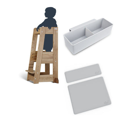 tiSsi FELIX Lernturm Entdeckerturm B-Ware Bundle inkl. Anti-Rutschmatten Set und Aufbewahrungsbox