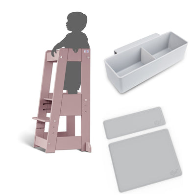 tiSsi FELIX Lernturm Entdeckerturm Bundle inkl. Anti-Rutschmatten Set + Aufbewahrungsbox