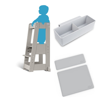 tiSsi FELIX Lernturm Entdeckerturm Bundle inkl. Anti-Rutschmatten Set + Aufbewahrungsbox