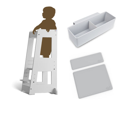 tiSsi FELIX Lernturm Entdeckerturm Bundle inkl. Anti-Rutschmatten Set + Aufbewahrungsbox